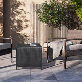 Outvita Outdoor Side Table, Rattan Coffee Table with Storage 27 Gallon Patio Small Deck Storage Box for Cushion Towel - Photo 7