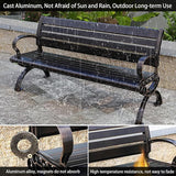 Outdoor Bench Chair Cast Aluminum Park Bench Large All Weather Metal Garden Bench for Backyard Porch Lawn - Photo 3
