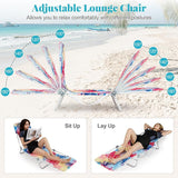 GYMAX Tanning Chair, 2Pcs Folding Beach Chairs with Adjustable Backrest, Footrest, 330lbs Capacity & Shoulder Strap - Photo 4