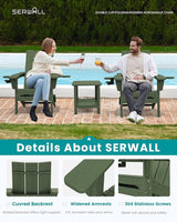 SERWALL Modern Adirondack Chair, Folding Adirondack Chair with Dual Cup Holders - Photo 4