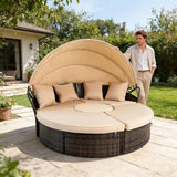 SUNCROWN Outdoor Patio Round Daybed with Retractable Canopy - Photo 1