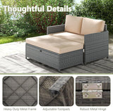 Tangkula Outdoor Rattan Daybed, Wicker Loveseat & 31 Gallon Storage Ottoman w/Soft Cushions - Photo 9