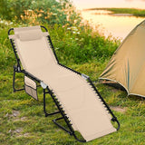 Tangkula Beach Lounge Chair for Outside, Folding Chaise Lounge Outdoor with 4-Position Backrest - Photo 4