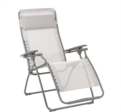 Lafuma Futura LFM3118 8548 Zero Gravity Outdoor Steel Framed Lawn Patio Recliner Folding Lounge Chair with Batyline Canvas, Seigle Grey