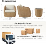 CHITA 3 Pieces Patio Wicker Furniture Set, Outdoor Rattan Bistro Set with Removable Thickened Cushions - Photo 6