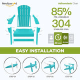 nevilywood HDPE Foldable Adirondack Chairs Set of 2, Waterproof All-Weather Outdoor Design, for Fire Pit, Patio & Beach - Photo 5