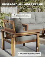 Teak HDPE Outdoor Patio Furniture Set - Photo 3