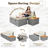 Flamaker Outdoor Rattan Daybed with 2 Side Tables, Multifunctional Wicker Patio Sofa with Storage Ottoman, Cushions - Photo 7