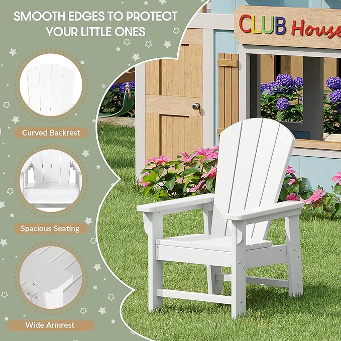 WestinTrends Malibu Kids Outdoor Adirondack Plastic Patio Chair (Set of 2), White