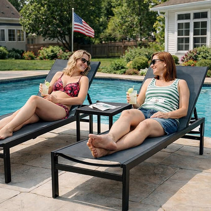 Kozyard Outdoor Chaise Lounge, Aluminum Frame and Textilene Fabric, Adjustable Reclining Patio Lounger for Poolside, Sunbathing & Backyard (Gray)