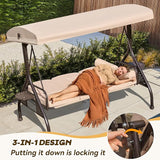 3 in 1 Outdoor Porch Swing with Adjustable Canopy, 3 Seat Outdoor Swing for Adults - Photo 3