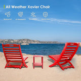 GREENVINES Folding Wave Chairs Set of 2 | Xavier | Portable Adirondack Chair | HDPE | All Weather | Red - Photo 5