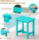 LUE BONA Outdoor Side Table Set of 2, HDPS Small Outdoor Table, Adirondack Side Table, Outside End Table for Patio, Deck - Photo 6