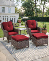 3 Piece Patio Brown Wicker Chairs with Side Table - Outdoor High Back Heavy Duty All-Weather Lawn Dining Rattan Chair - Photo 5