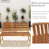 Outdoor Wooden Garden Bench, 2-Person Acacia Wood Loveseat with Adjustable Backrest, 600lbs Capacity - Photo 6