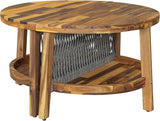 Quarte Outdoor Acacia Wood Round Sofa Set, Sectional Sets with Coffee Table, 6-Person Seating Group for Garden - Photo 8