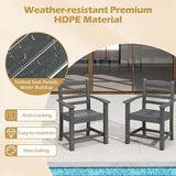 Tangkula Patio Dining Chairs Set of 4, HDPE All Weather Outdoor Chair w/Wide Armrests, Curved Seat, Wood Grain - Photo 7