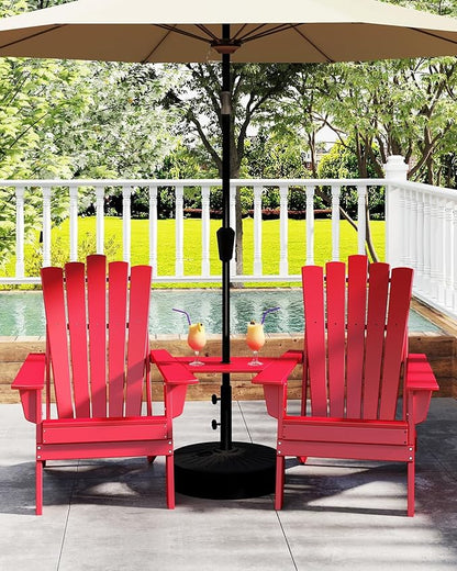 GREENVINES Folding-Adirondack-Chairs-Set-of-2 | HDPE Plastic | Throne Series | Fire Pit Chair | All Weather | for Outdoor Patio Deck Backyard Poolside | Red