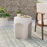COSIEST Set of 2 Concrete Side Table Drum Shape, 2 Pieces Outdoor Side Table, Patio Accent Cement End Tables - Photo 6