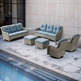 Rilyson Patio Furniture Swivel Chairs Set - 6 PC Wicker Rattan Outdoor Sectional Conversation Sets with 2 Rocking Chair - Photo 8