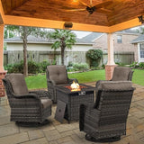 Belord Patio Furniture Set with Fire Pit Table, Outdoor Swivel Rocker Patio Chairs, Wicker Furniture Set Ideal for Porch - Photo 1