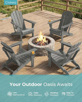 Ciokea Folding Adirondack Chair 6 Pack, Patio Adirondack Chair Weather Resistant, Plastic Fire Pit Chair with Cup Holder - Photo 7