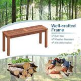 RELAX4LIFE Wooden Outdoor Bench - Patio Bench with Slatted Seat, Weather Resistant Solid Wood Frame, Garden Bench - Photo 8