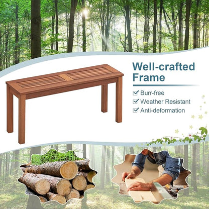 RELAX4LIFE Wooden Outdoor Bench - Patio Bench with Slatted Seat, Weather Resistant Solid Wood Frame, Garden Bench, 2 Seater Park Bench for Deck, Poolside, Balcony, Porch, Lawn, Outside Bench (1)