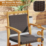 HAPPYGRILL Outdoor Glider Chair Set, Acacia Wood Porch Glider with Rattan Seat and Backrest - Photo 8
