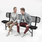 Heavy-Duty Outdoor Metal Bench, Thermoplastic-Coated, Inground, Weatherproof, Commercial-Grade for Parks, Gardens - Photo 1