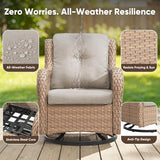 Belord 6 Piece Wicker Patio Furniture Set, Outdoor Swivel Rocker Chairs Set of 2 with Ottomans and 3 Seater Sofa - Photo 6