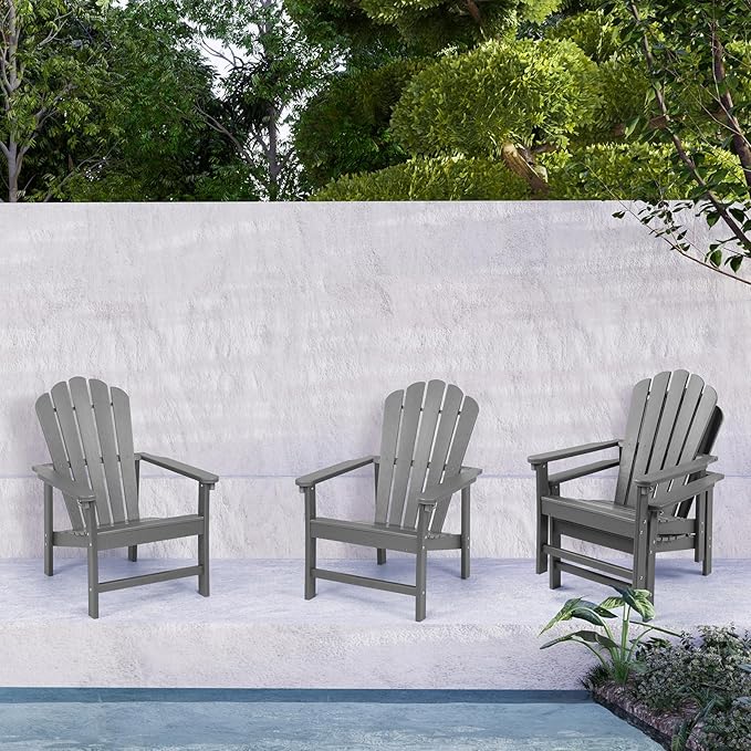 Stackable Adirondack Chairs Set of 4, Space Saving HDPE All-Weather Fire Pit Chair with Cover for Outdoor Lawn Porch Deck