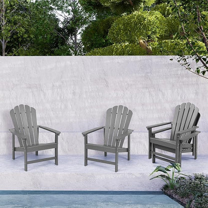 Stackable Adirondack Chairs Set of 4, Space Saving HDPE All-Weather Fire Pit Chair with Cover for Outdoor Lawn Porch Deck