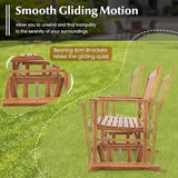 Tangkula 2 Person Outdoor Glider Bench, Poplar Wood Patio Swing Glider Loveseat with Armrests, Slatted Seat & Backrest - Photo 6