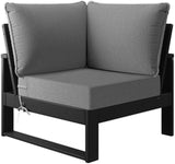 Costaelm Rockaway Outdoor HDPE Sectional Corner Sofa Seat with Water-Proof Cushions, Gray