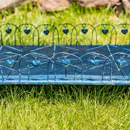 Zaer Ltd. Vintage Style Metal Patio Furniture with Heart Design Accents, Outdoor/Indoor Decor (Vintage Blue, Coffee Table)