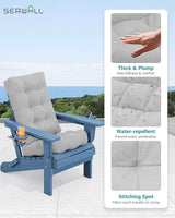 SERWALL Folding Adirondack Chairs with Cushions - Set of 4, Memory Foam Cushions - Blue/Gray - Photo 8