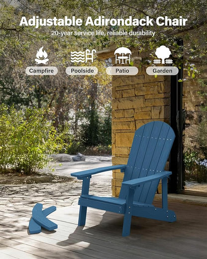 YEFU Outdoor Rocking Chair Set of 4,Adirondack Rocking Chair,Patio Rocker Chair with Wide Back,Oversized Rocker Chair Look Like Real Wood, for Lawn, Porch, Backyard, Indoor and Garden(Navy Blue)