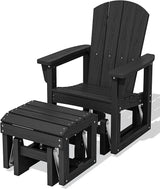 SERWALL Outdoor Glider Chair with Ottoman, HDPE Wood-Like Patio Glider Set All-Weather Porch Glider for Outside, Black - Photo 1