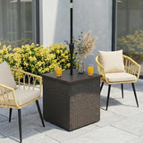 Outdoor Patio Table with Umbrella Hole, Umbrella Side Table Base Stand - Photo 7