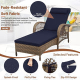 HOMEDIARY 3-Piece Outdoor Wicker Lounge Chair Set, Patio Chaise Loungers Set of 2 w/Side Table - Photo 5