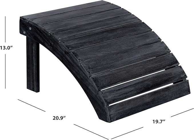 Safavieh PAT6701K Outdoor Collection Mopani Ottoman, Dark Slate Grey