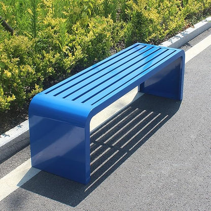 Garden Bench, Outdoor Patio Backless Bench, Metal Garden Benches, All-Weather Park Bench for Garden, Porch, Lounge(Color:Blue,Size:120 * 40 * 45cm/47 * 16 * 18in)