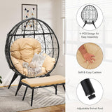 YITAHOME Egg Chair with Stand Outdoor Egg Lounge Chair with Cushion Wicker Chair PE Rattan Chair Footrest Included for - Photo 4