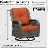 Swivel Rocker Patio Chairs Set of 2 - Outdoor Wicker Patio Furniture Set 2 Pieces with Thickened Olefin Cushions - Photo 2