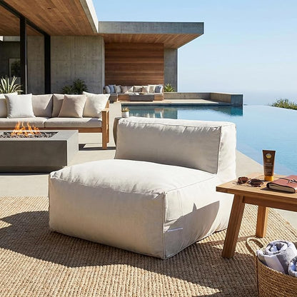 Christopher Knight Home Yanita Comfy Outdoor Bean Bag Chair, All Weather Bean Bag Chairs for Adults and Kids, Indoor/Outdoor Single Sofa, Patio Lounge Chair, Modern Outdoor Lounge Seating, Beige