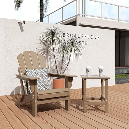 WO WESTIN OUTDOOR HDPE Laguna Outdoor Poly Adirondack Chair with Side Table, Weathered Wood