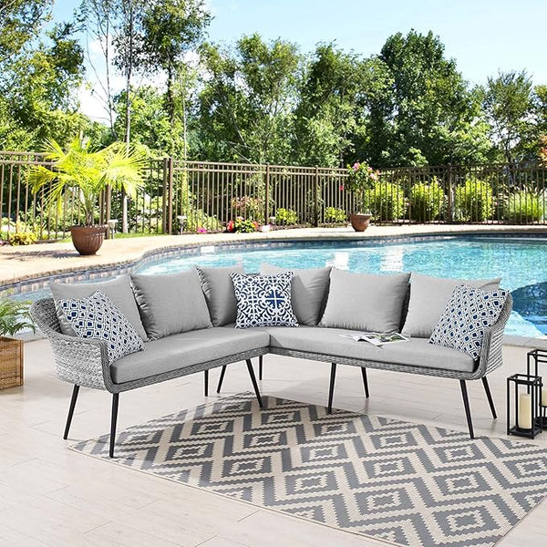 Modway EEI-4658-GRY-GRY Endeavor Patio Sofa, Gray Gray - Photo 1