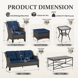 Wicker Patio Furniture Sets, 7 Pieces Outdoor Furniture with Patio Chairs, Outdoor 3-Seater Sofa, Ottoman, Coffee Table - Photo 2
