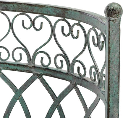 SAFAVIEH Outdoor Collection Lara Victorian Scroll Antique Dark Green Wrought Iron Kissing Bench